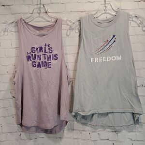 Girl's Under Armour loose fit heatgear tank tops